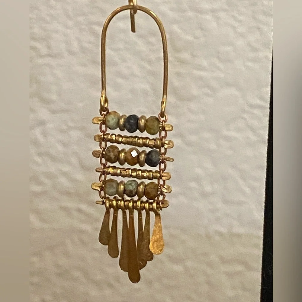 Brass & Ocean Jasper Earrings - Picture 2 of 11